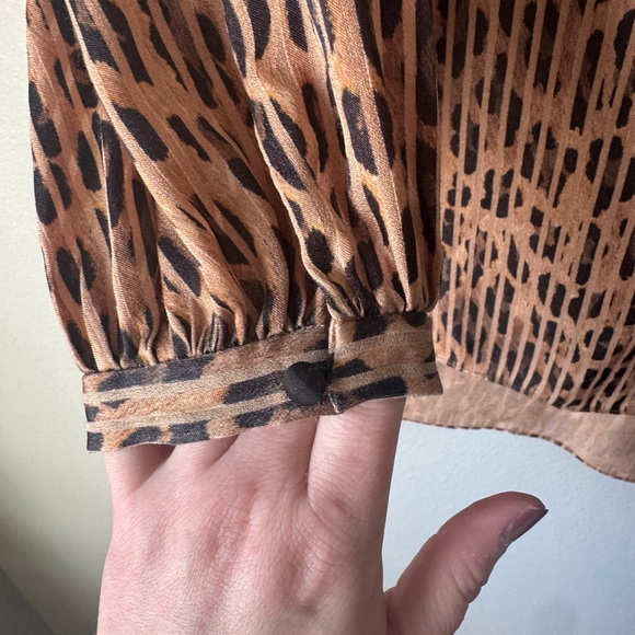 Alice + Olivia Animal Print Sheer Button Up Top - Picture 4 of 8